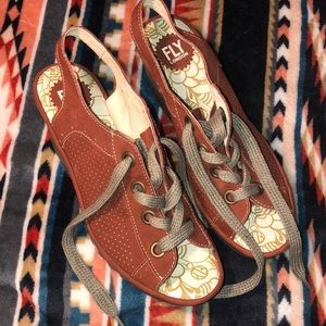 Fly London’s burgundy suede Lace Up Wedge